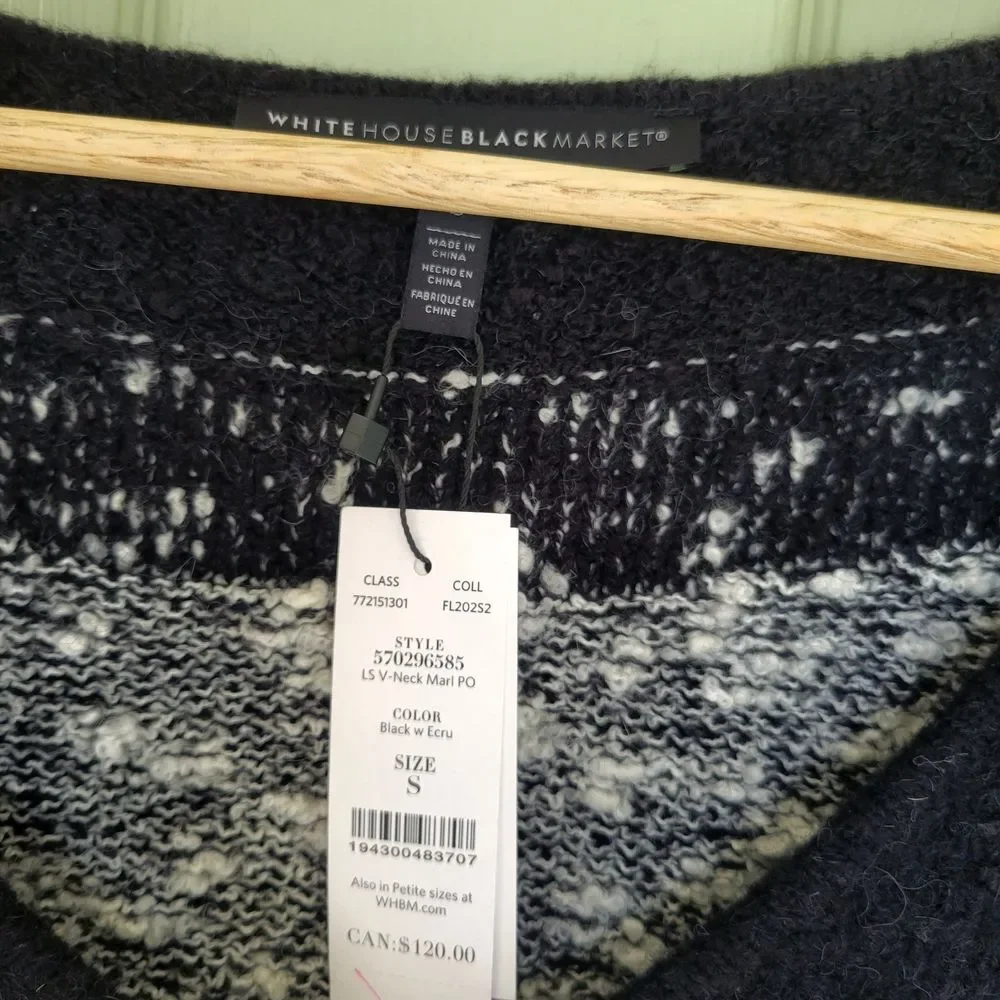 White House Black Market NWT Marled V-Neck Sweater Size S